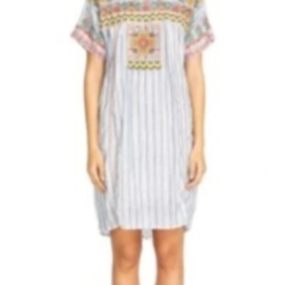 JOHNNY WAS Workshop Tamia Peasant Tunic Dress in Stripes Medium🆕⌚📦🏃💨🚚 - Picture 6 of 13